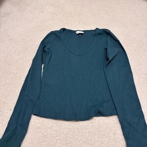 Teal Long Sleeve V-Neck Top